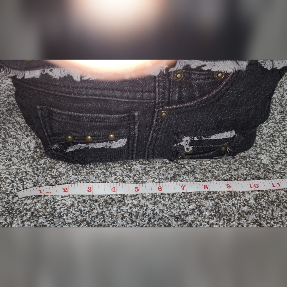 Black Denim Shoulder Bag 2 Straps New - Picture 8 of 10